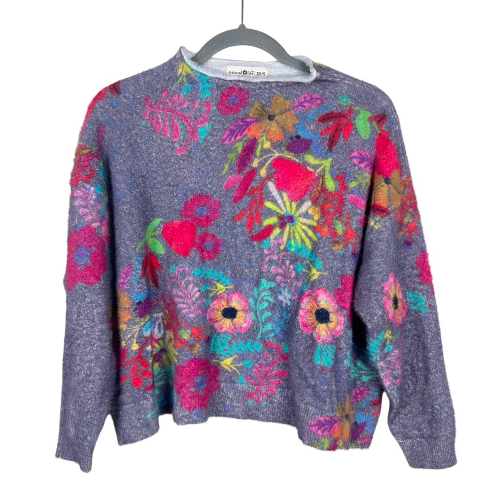 Natural Life Floral Mock Neck Pullover Sweater NWT Size XS/Small - Picture 2 of 5